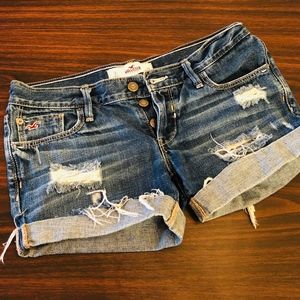 Mid-rise Distressed Denim Shorts